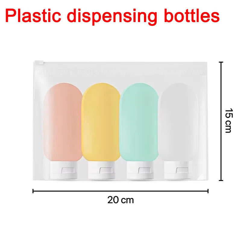 Set navulbare siliconen reisflesjes van 60 ml in vier kleuren