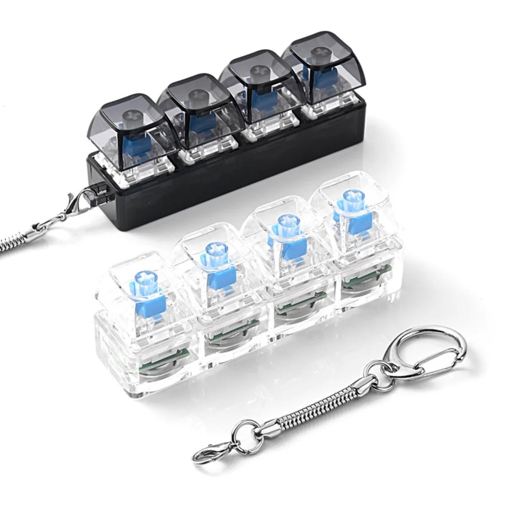 1Pc 4Keys Mechanical Keyboard Tester LED Keyboard Key Toy Stress Relief DIY Fidget Button Keycap Fidget Keychain Toys