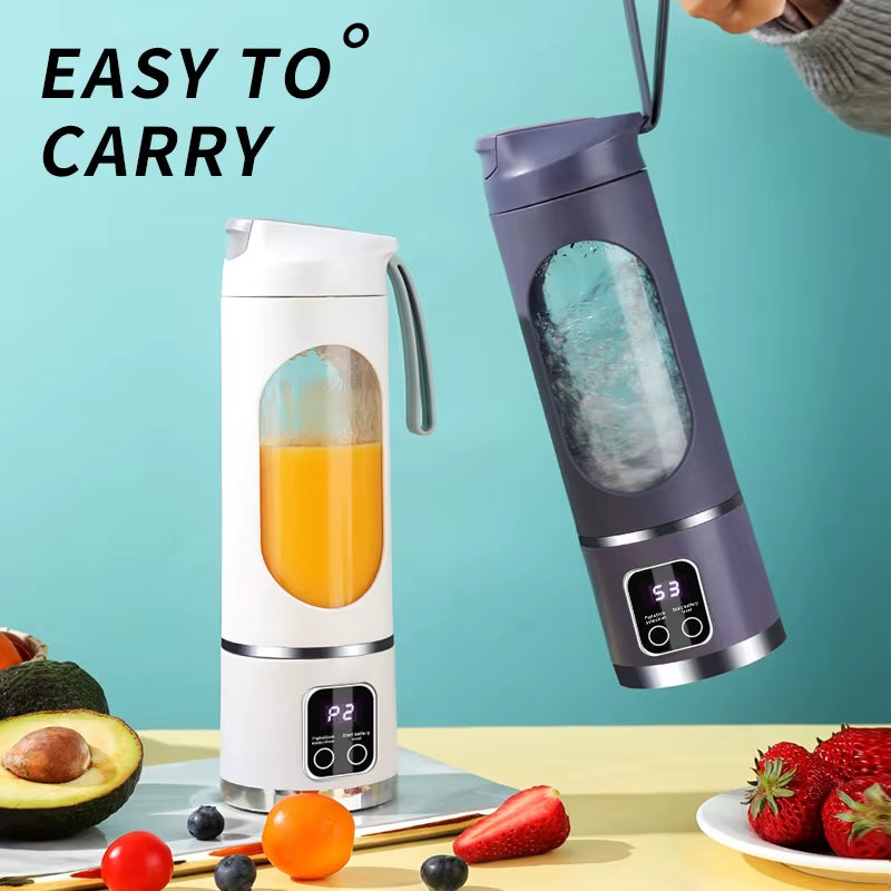Portable Blender Cup Electric USB Juicer Portable Milkshake and Fruit Juicer 460Ml 12 Blade Mini Blender