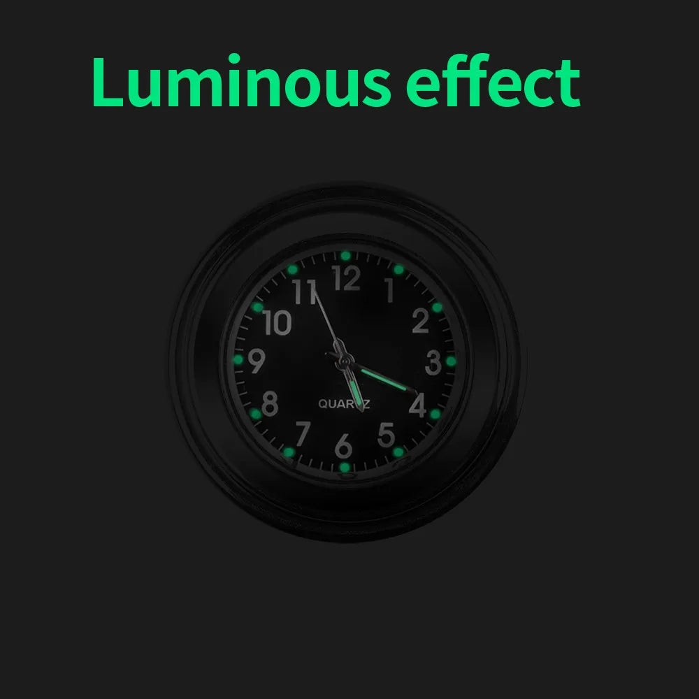 Aluminum Luminous Quartz Watch 22-25Mm Motorcycle Scooter Bicycle Handlebar Mount Clock Time Display Clock Moto Accessories