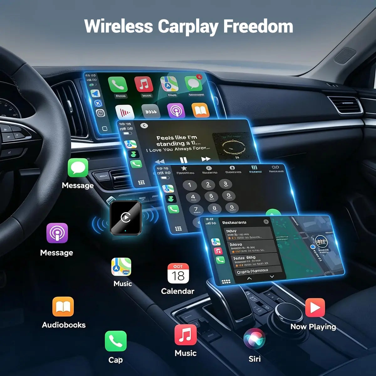 Aifine 2027 Wireless Carplay & Android Auto Adapter – Converts Factory Wired Carplay/Android Auto to Wireless, Plug & Play USB Dongle, for Vehicles with Built-In Wired Carplay or Android Auto Only