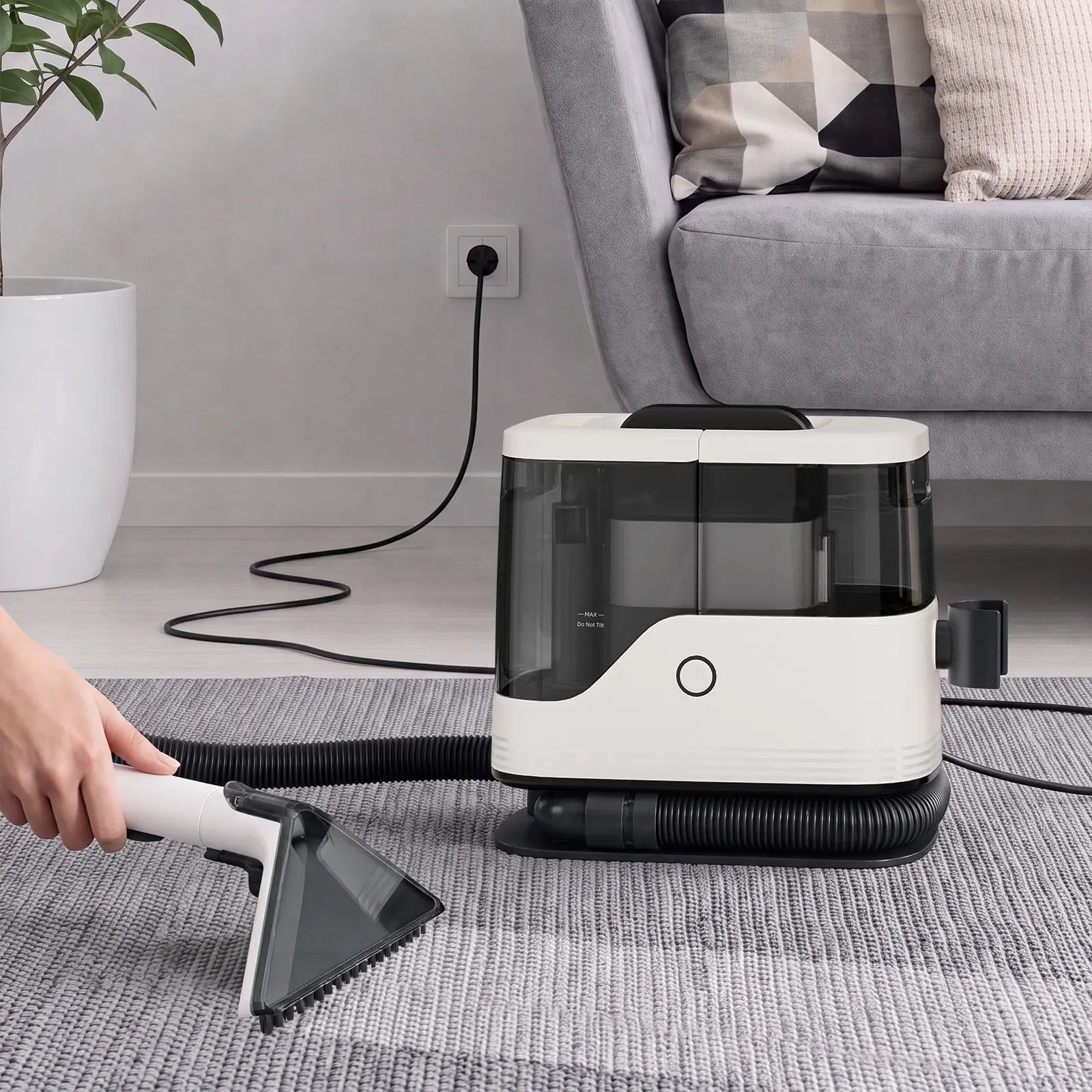 Portable Carpet Washer & Upholstery Spot Cleaner, 13,000Pa Powerful Suction Stain Remover Machine with 3 Replaceable Brush Heads & Dual Water Tanks for Pet Stains, Couch, Rugs, Car Seats & Furniture