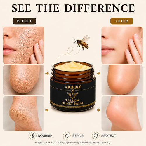 Organic Grass-Fed Beef Tallow Balm with Raw Honey - Handmade All-Natural Moisturizer for Soft, Smooth, Radiant Skin