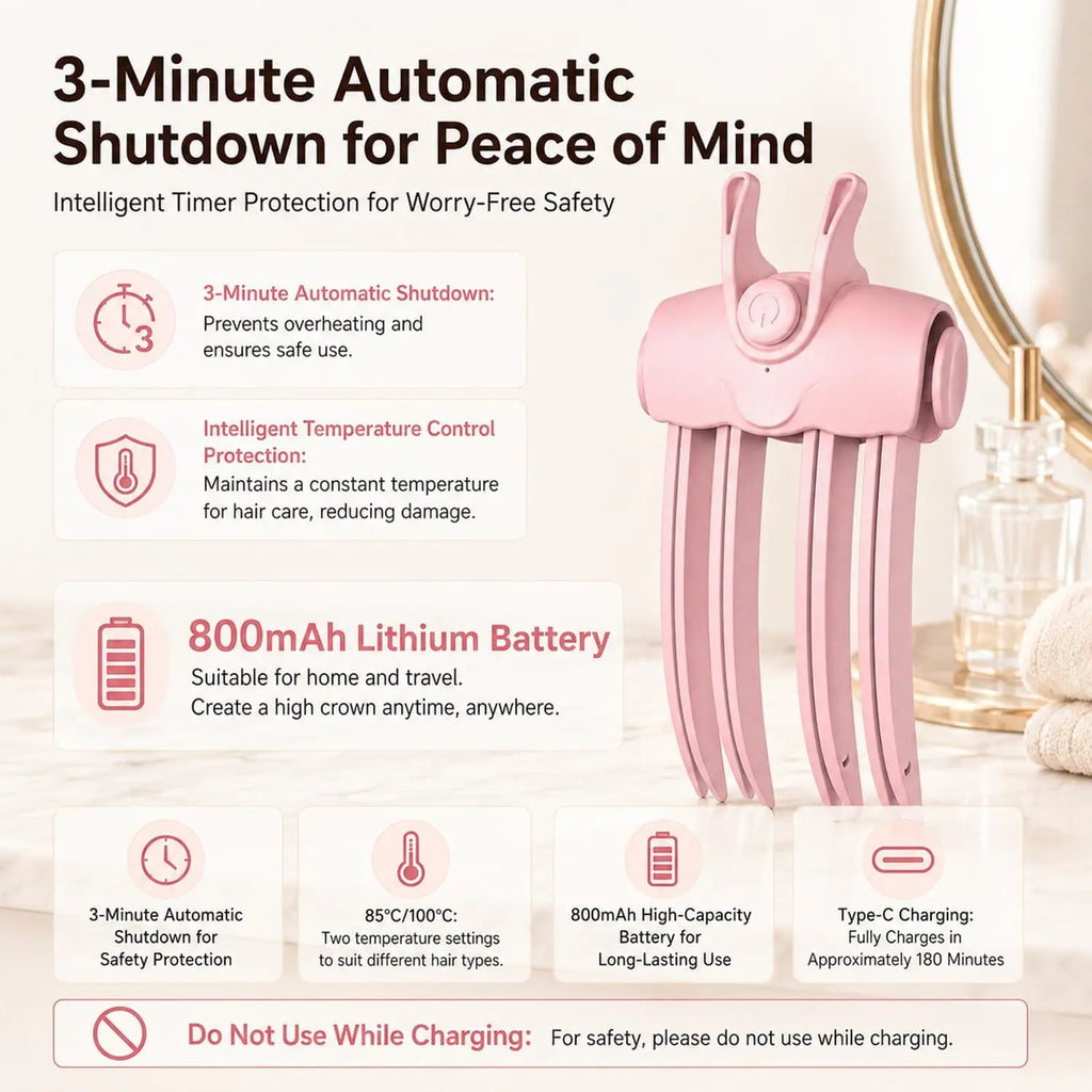 Heated Root Lift Hair Clip, Root Volumizer with Heated Teeth, Cordless Hair Styling Tool for Fine, Flat & Limp Hair, Quick Volume Touch-Ups