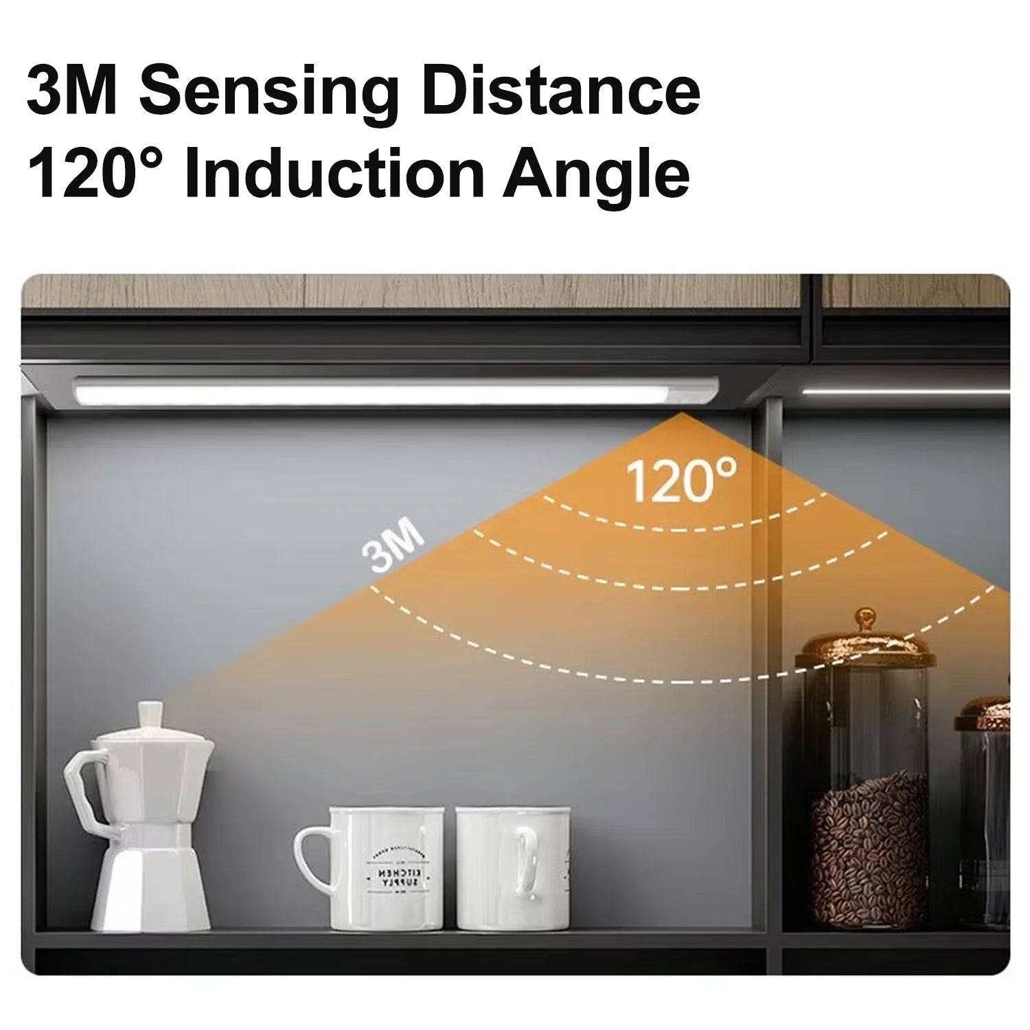 Ultra-Thin USB Rechargeable Motion Sensor Cabinet Light Wireless 3 Colors Dimmable LED Closet Wardrobe Lights Lamp 20/30/40CM