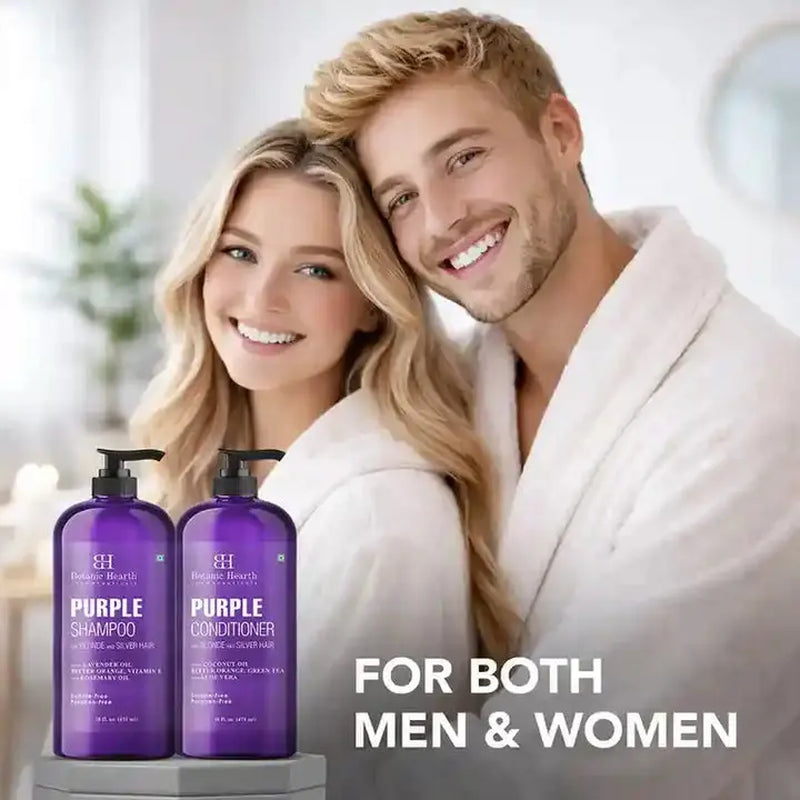Purple Shampoo and Conditioner Set with Coconut and Aloe Vera | 16 Fl Oz Each