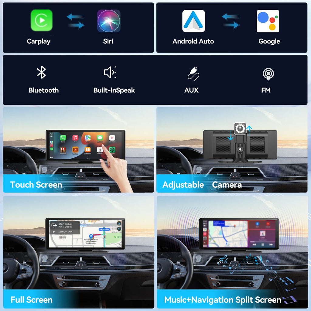 Wireless Android Auto and CarPlay screen, alternate view