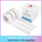 Drie rollen witte 12 × 40 mm thermische labels voor Phomemo D30