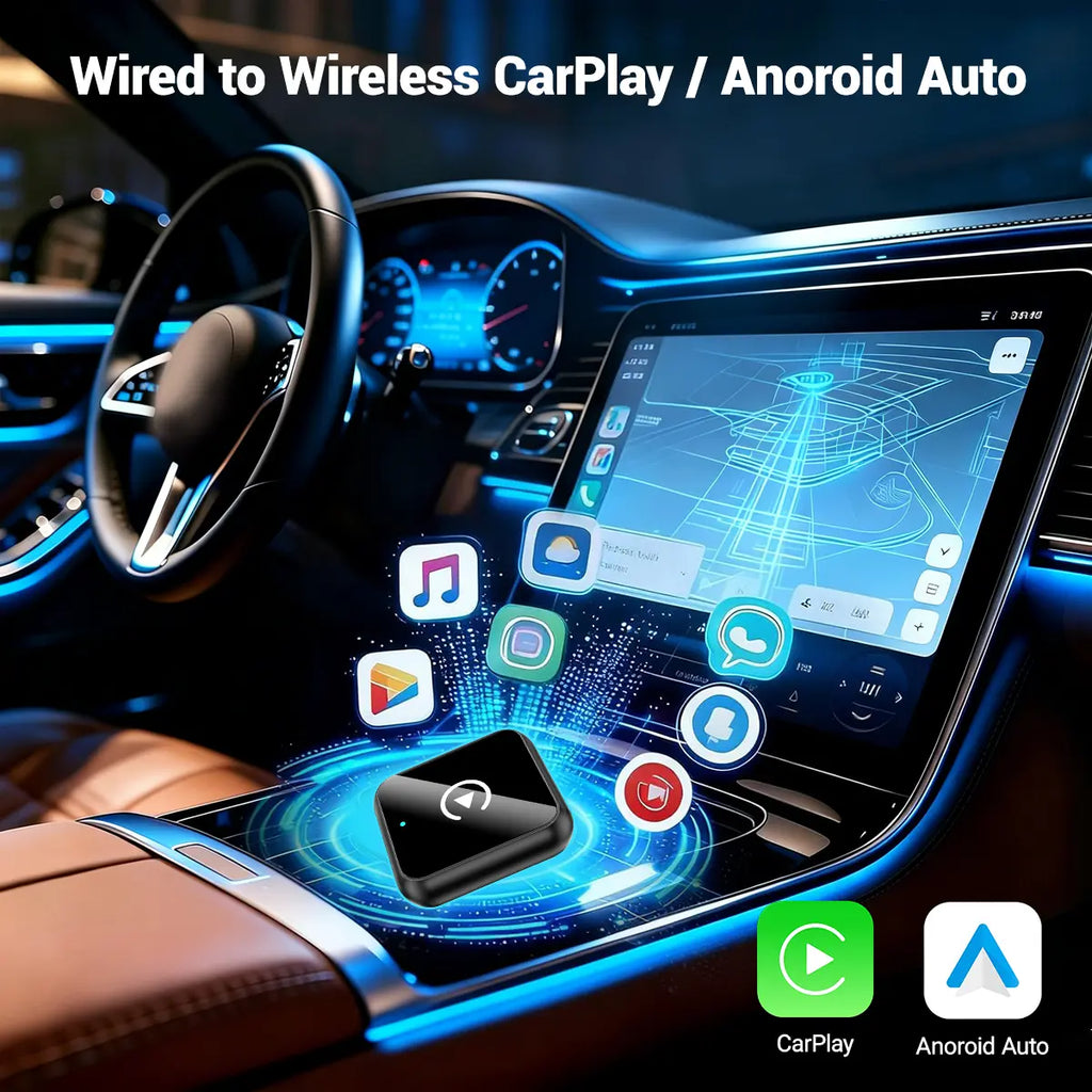 Aifine 2027 Wireless Carplay & Android Auto Adapter – Converts Factory Wired Carplay/Android Auto to Wireless, Plug & Play USB Dongle, for Vehicles with Built-In Wired Carplay or Android Auto Only