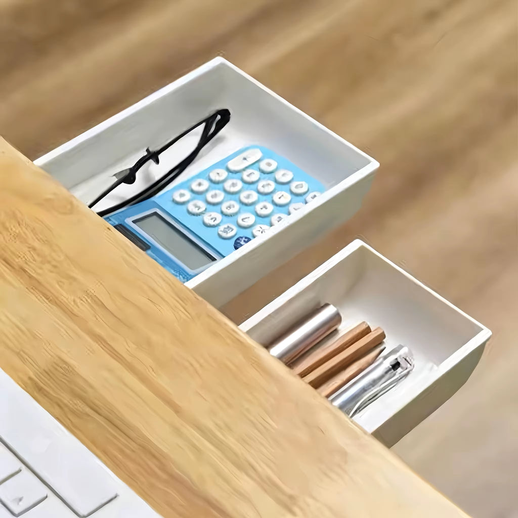 Sliding under Desk Drawer, Punch-Free Self-Adhesive Hidden Storage Organizer, Space-Saving Desk Tidy for Pens Stationery Gadgets