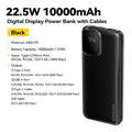 20000Mah Portable Power Bank with 2 Cables for Iphone 16 15 14 Xiaomi Samsung Huawei 10000Mah Digital Display Power Bank