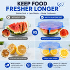 6-Pack Silicone Stretch Lids (2.6In, 3.7In, 4.3In, 5.5In, 6.3In, 7.7In) - Bpa-Free Food-Grade Reusable Covers for Bowls, Pots, Cups