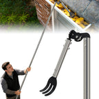 CKLT Gutter Cleaning Tools from the Ground, Dual-Axis Spring Steel Gutter Cleaner, Adjustable Length Gutter Cleaning Pole with Gutter Rake for Leaves, Muck and Roof Debris, No Ladder Needed, Rain Gutter Cleaner Garden Cleaning Tools Garden Equipment