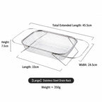 Stainless Steel Expandable Over-The-Sink Colander Strainer Basket, Rectangle Fine Mesh Kitchen Utensils with Handles, Silver Kitchen Essential Supplies, Kitchen Supplies
