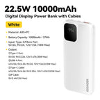 20000Mah Portable Power Bank with 2 Cables for Iphone 16 15 14 Xiaomi Samsung Huawei 10000Mah Digital Display Power Bank
