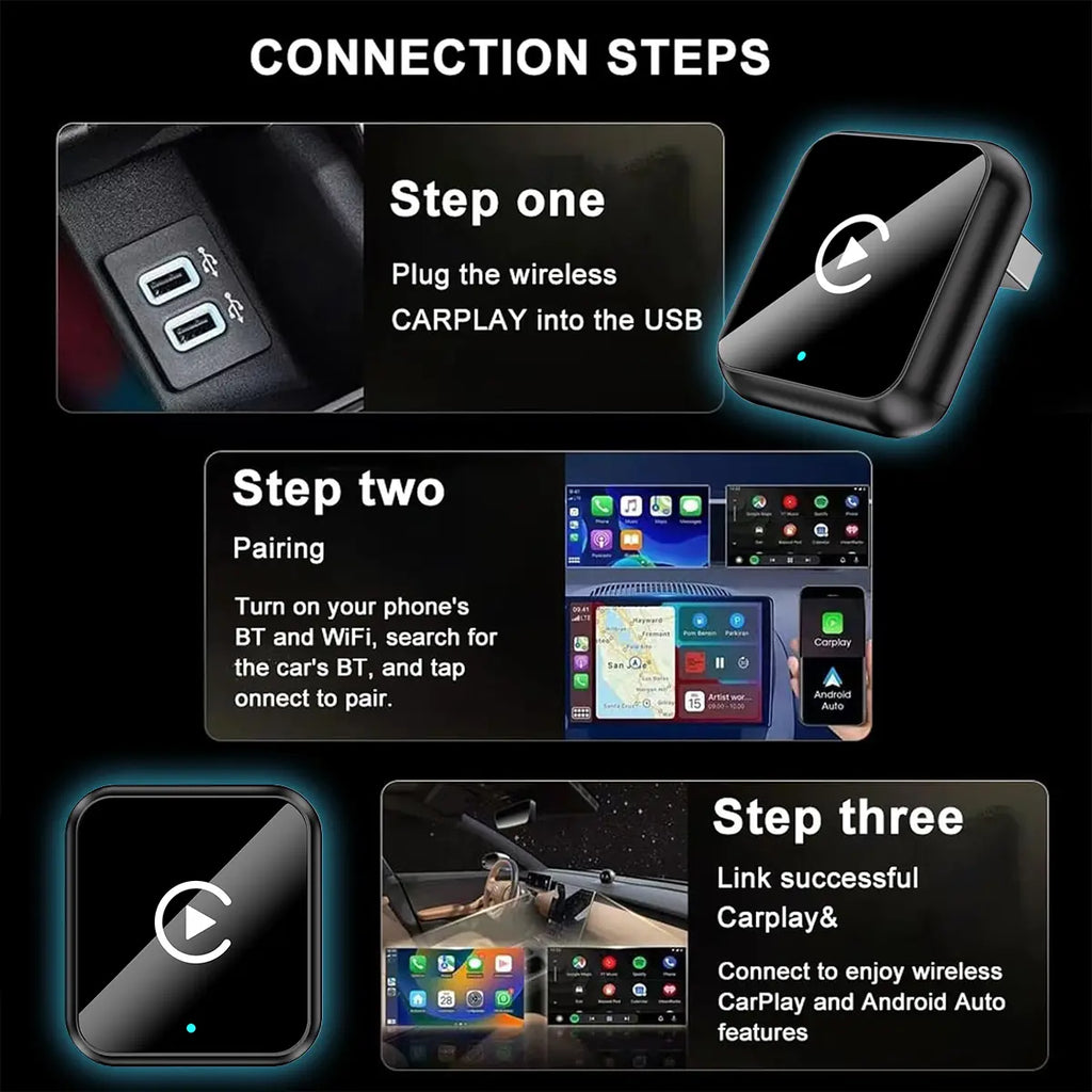 Aifine 2027 Wireless Carplay & Android Auto Adapter – Converts Factory Wired Carplay/Android Auto to Wireless, Plug & Play USB Dongle, for Vehicles with Built-In Wired Carplay or Android Auto Only
