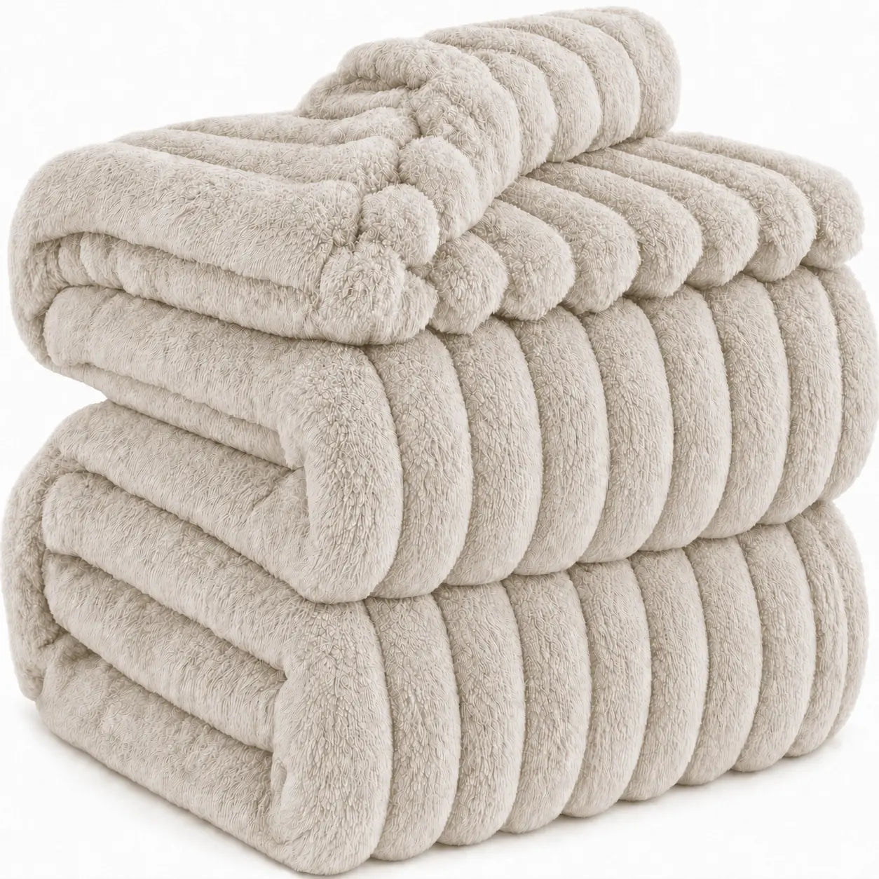 [Oversized Comfort]Ufist Ivory Cream Throw Blanket for Couch & Bed, Ultra Soft Lightweight Textured Stripe Blanket, Neutral Home Decor Blanket for Bedroom Living Room, All Season Cozy Essential
