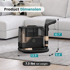 Portable Carpet Washer & Upholstery Spot Cleaner, 13,000Pa Powerful Suction Stain Remover Machine with 3 Replaceable Brush Heads & Dual Water Tanks for Pet Stains, Couch, Rugs, Car Seats & Furniture