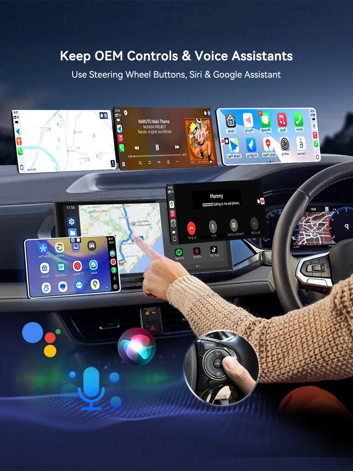 （Type-C）2 in 1 Carplay Dongle,Wireless Carplay Apapter USB C / Android Auto USB C for Converts Wired to Wireless Plug & Play