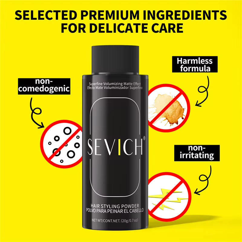 SEVICH haarstylingpoeder met cosmetische claims op de productafbeelding