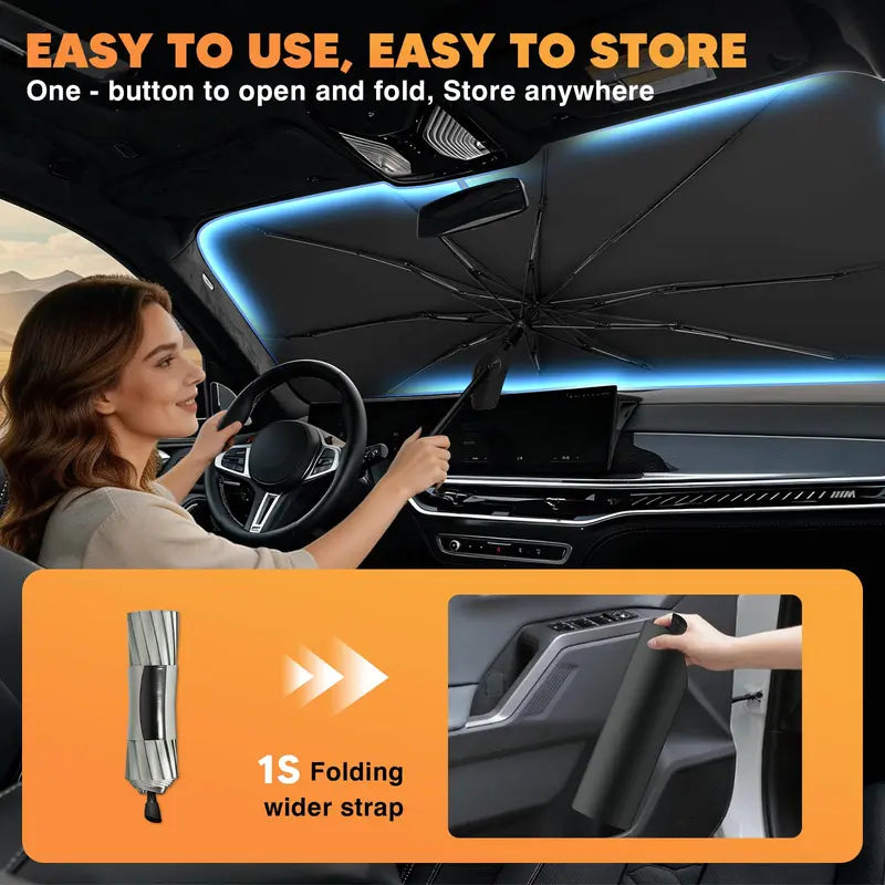 Portable Windshield Sunshade Umbrella - Foldable Auto Exterior Accessory for Daily Car Windshield Cooling, Auto Accessories