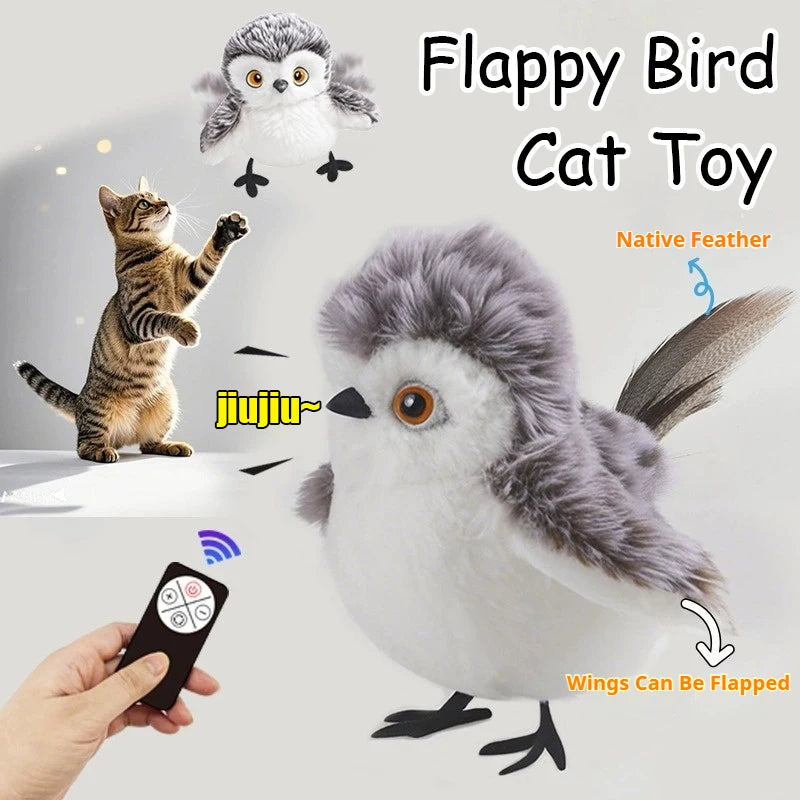 Flappy Bird interactief kattenspeeltje – klapperende speelvogel