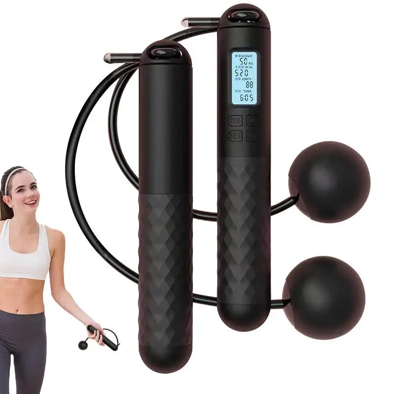 Cordless Weighted Jump Rope for Fitness Training Anti-Slip Smart Counting Jumping Rope Ropeless Skipping Rope with Counter