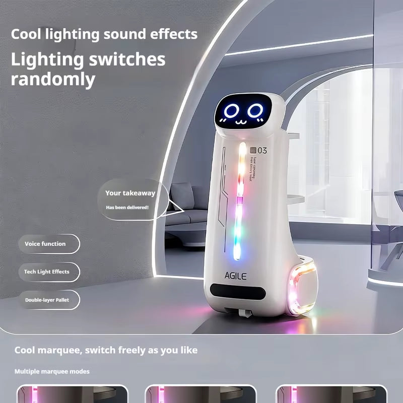 RC Delivery Robot Agile 03 with Double Tray Voice Function Colorful Lights & Sound Effects Kids Interactive Educational Toy Gift