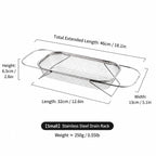 Stainless Steel Expandable Over-The-Sink Colander Strainer Basket, Rectangle Fine Mesh Kitchen Utensils with Handles, Silver Kitchen Essential Supplies, Kitchen Supplies