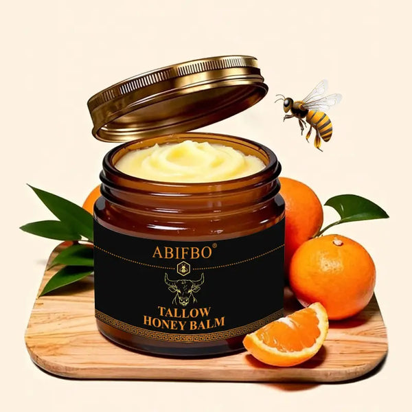 Organic Grass-Fed Beef Tallow Balm with Raw Honey - Handmade All-Natural Moisturizer for Soft, Smooth, Radiant Skin