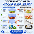 6-Pack Silicone Stretch Lids (2.6In, 3.7In, 4.3In, 5.5In, 6.3In, 7.7In) - Bpa-Free Food-Grade Reusable Covers for Bowls, Pots, Cups