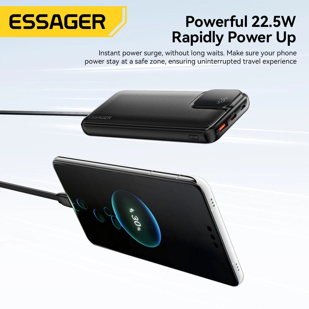 20000Mah Portable Power Bank with 2 Cables for Iphone 16 15 14 Xiaomi Samsung Huawei 10000Mah Digital Display Power Bank