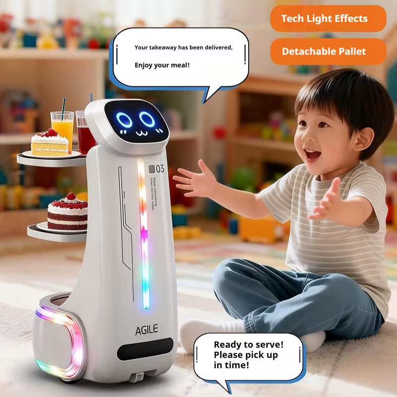 RC Delivery Robot Agile 03 with Double Tray Voice Function Colorful Lights & Sound Effects Kids Interactive Educational Toy Gift