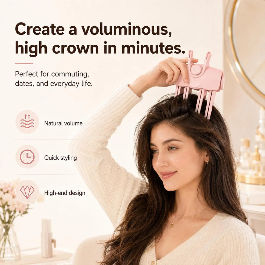 Heated Root Lift Hair Clip, Root Volumizer with Heated Teeth, Cordless Hair Styling Tool for Fine, Flat & Limp Hair, Quick Volume Touch-Ups