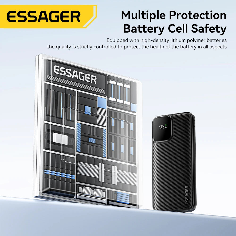 20000Mah Portable Power Bank with 2 Cables for Iphone 16 15 14 Xiaomi Samsung Huawei 10000Mah Digital Display Power Bank